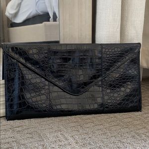 Rachel Zoe Black snakeskin clutch